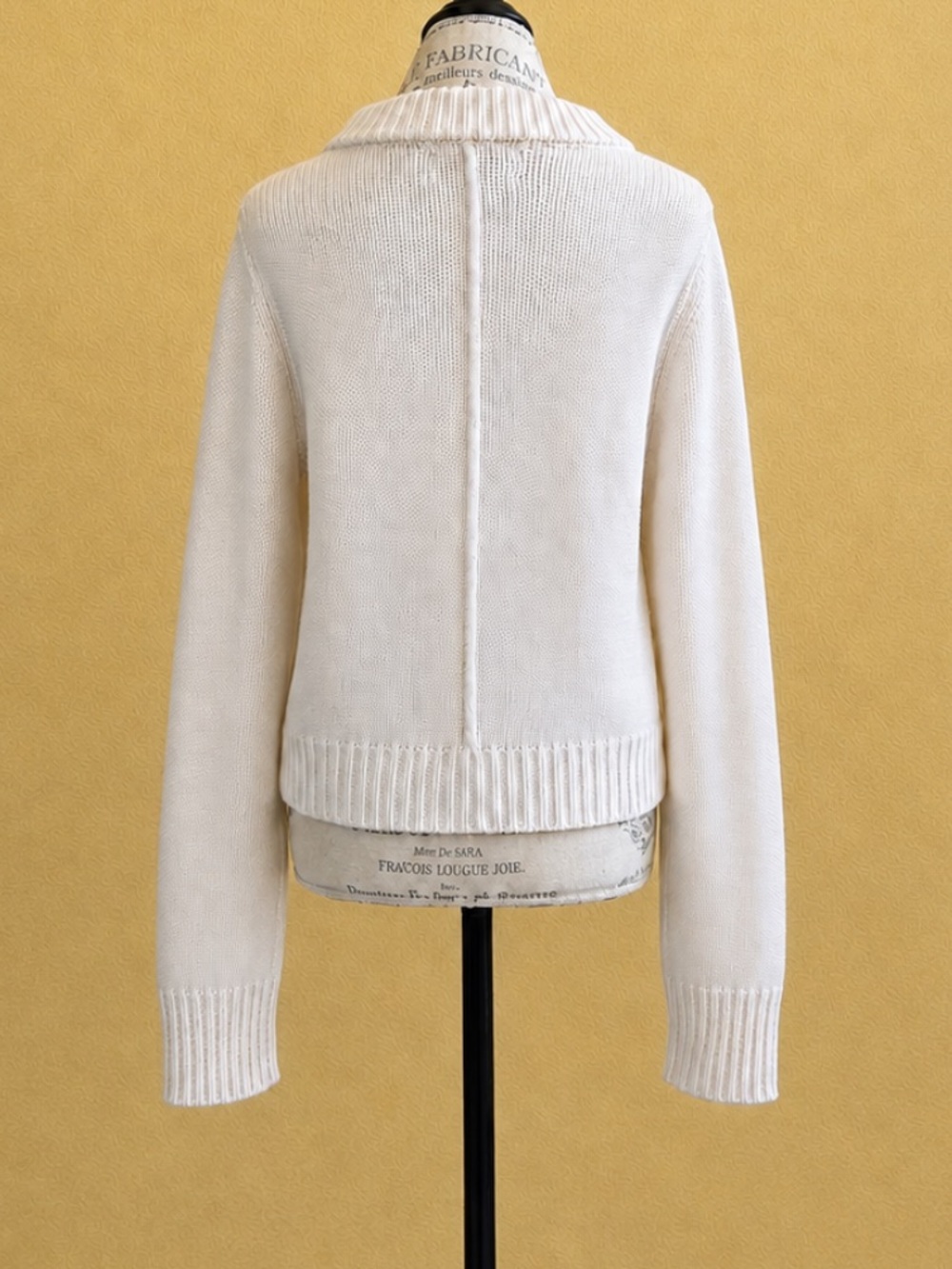 NWOT! La Ligne Solid Mini Marin Cream Wool Cashmere Sweater Size Medium - Picture 7 of 10